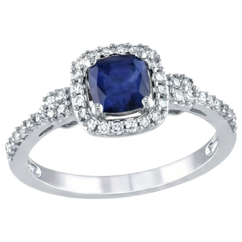 naturel cushion saphir 2.45carats bague vue de face