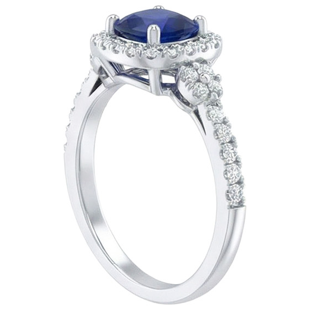 naturel cushion saphir 2.45carats bague angle de côté