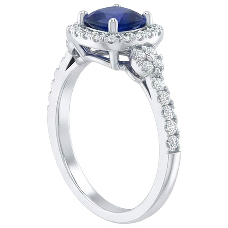 naturel cushion saphir 2.45carats bague angle de côté