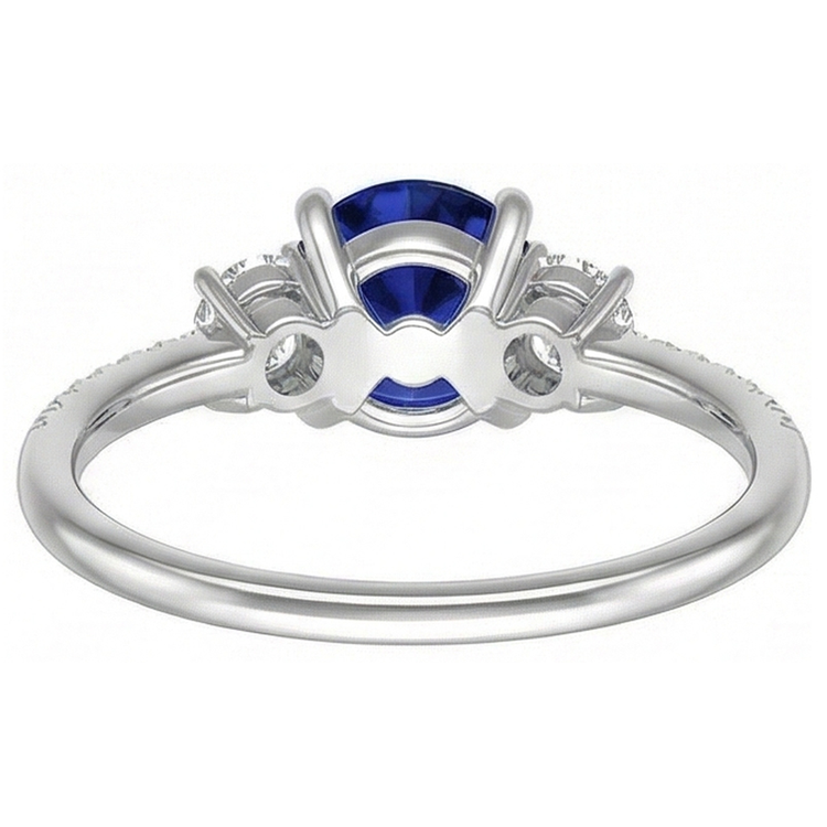 Bague femme diamant saphir 3.50 carats en or Coupe Ronde avec accents