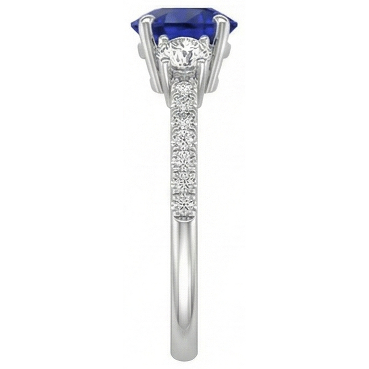 Bague femme diamant saphir 3.50 carats en or Coupe Ronde avec accents