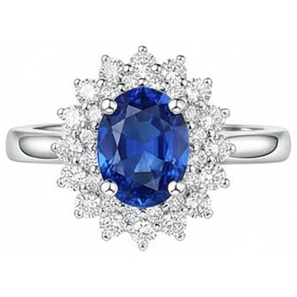 naturel round saphir 4carats bague vue de face