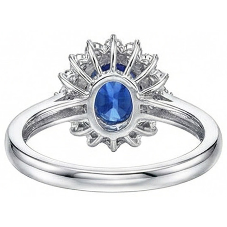 naturel round saphir 4carats bague sur blanc
