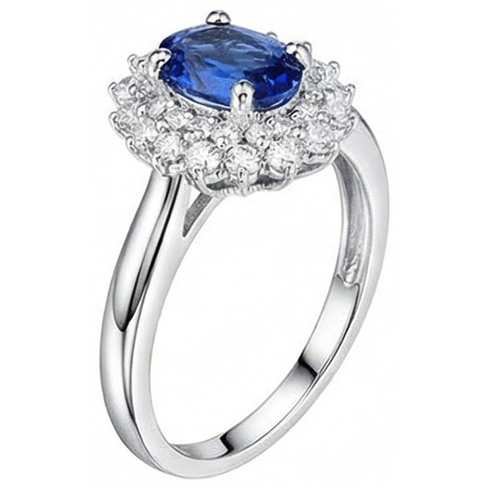 naturel round saphir 4carats bague vue de dessus