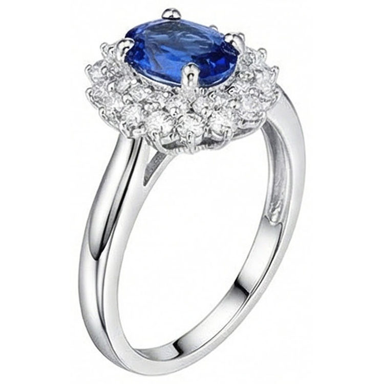 naturel round saphir 4carats bague vue de dessus