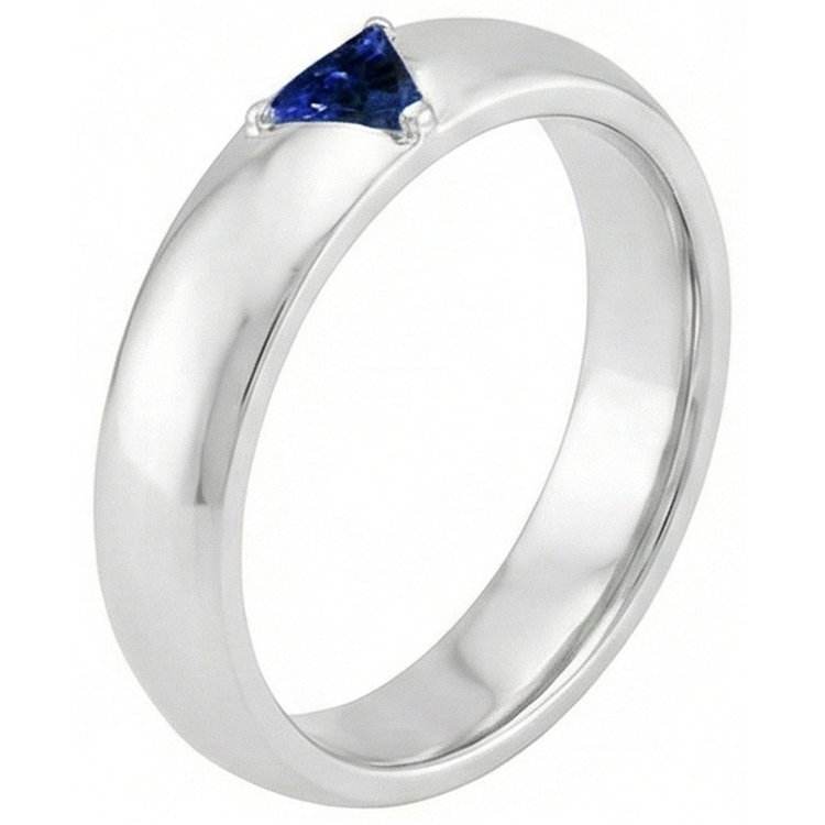 Bague homme pierres précieuses Solitaire Trillion Deep Blue Sapphire Jewelry 1 Ct
