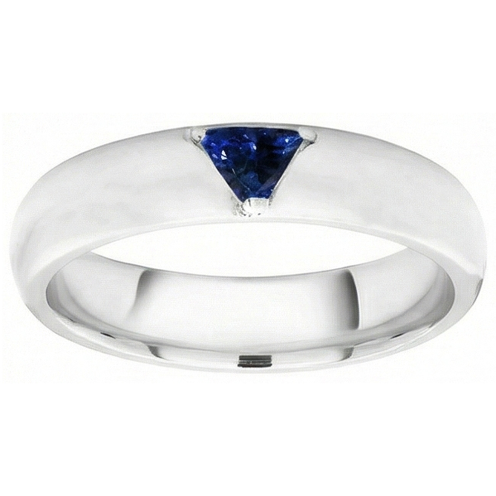 Bague homme pierres précieuses Solitaire Trillion Deep Blue Sapphire Jewelry 1 Ct