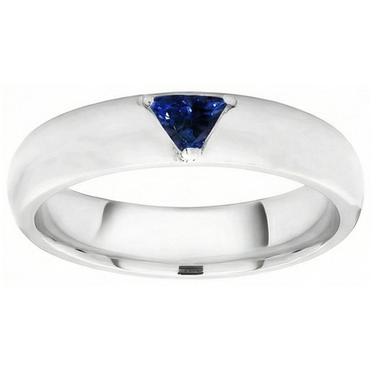 Bague homme pierres précieuses Solitaire Trillion Deep Blue Sapphire Jewelry 1 Ct
