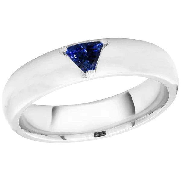 Bague homme pierres précieuses Solitaire Trillion Deep Blue Sapphire Jewelry 0.50 Ct