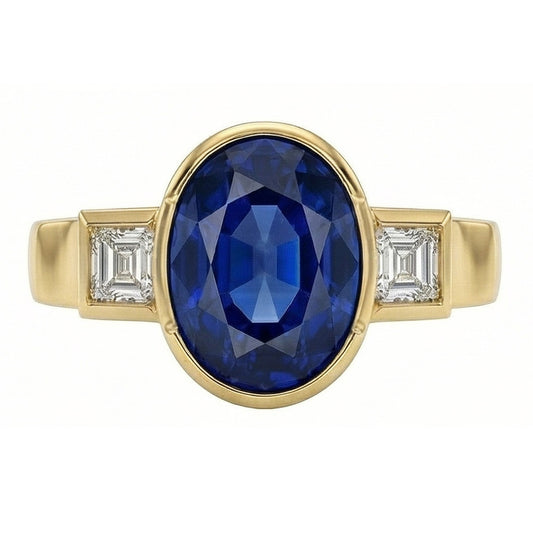 naturel oval diamant 3.61carats bague angle de côté