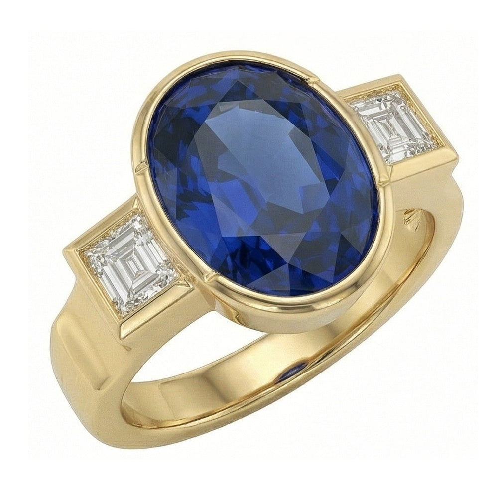 naturel oval diamant 3.61carats bague vue de dessus