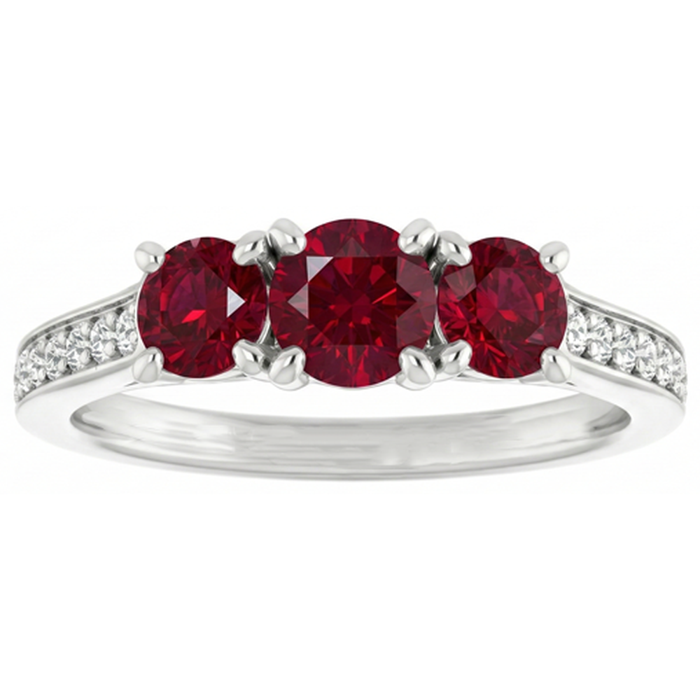 Bague or blanc 14 carats avec rubis de Birmanie 1.10 carats