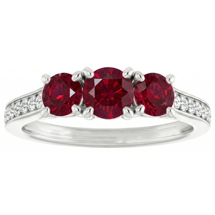 Bague or blanc 14 carats avec rubis de Birmanie 1.10 carats
