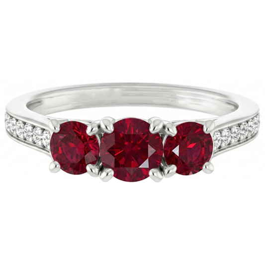 Bague or blanc 14 carats avec rubis de Birmanie 1.10 carats