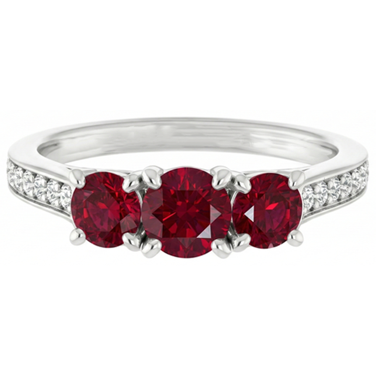 Bague or blanc 14 carats avec rubis de Birmanie 1.10 carats