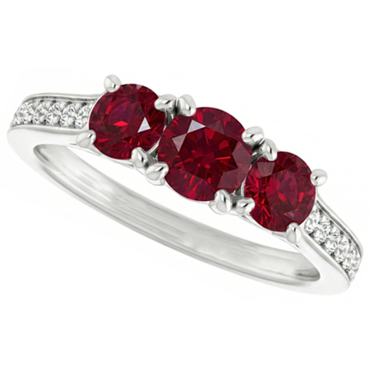 Bague or blanc 14 carats avec rubis de Birmanie 1.10 carats