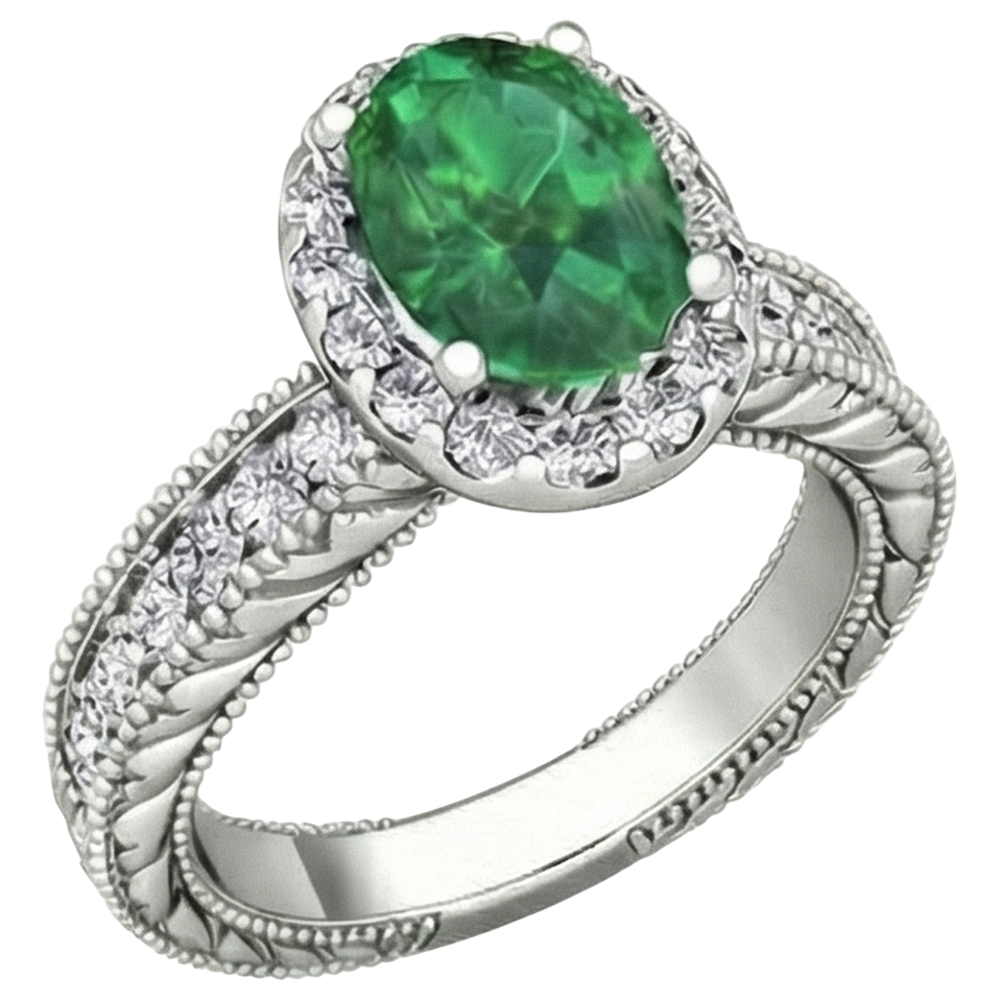 naturel oval diamant 3.50carats bague détail rapproché