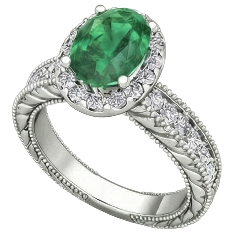 naturel oval diamant 3.50carats bague vue de dessus