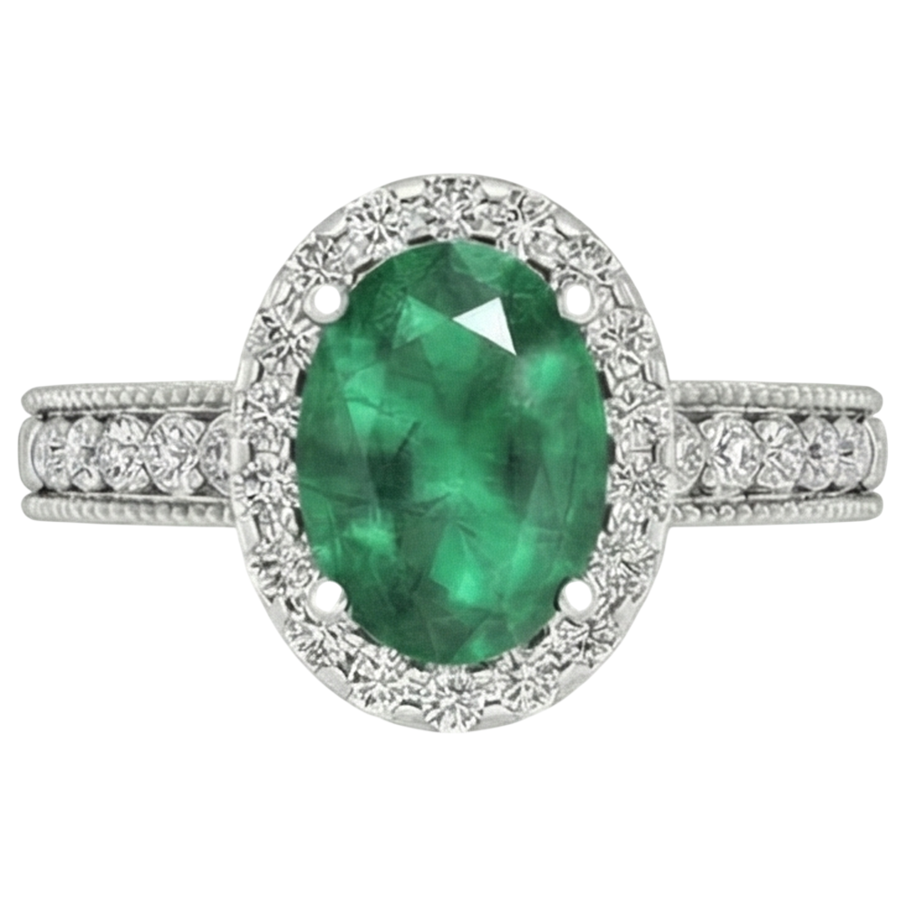 naturel oval diamant 3.50carats bague angle de côté