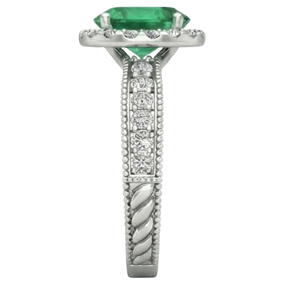 naturel oval diamant 3.50carats bague vue de profil
