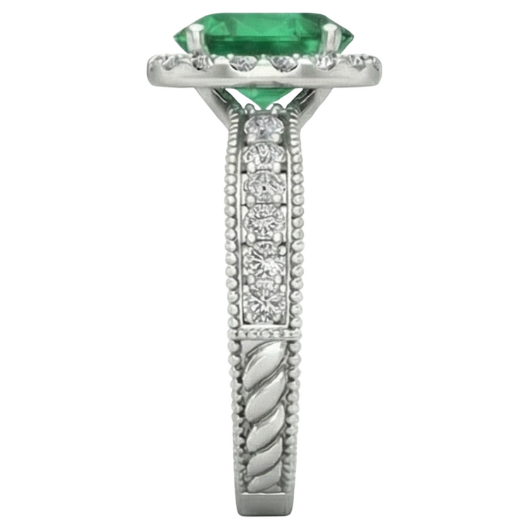 naturel oval diamant 3.50carats bague vue de profil