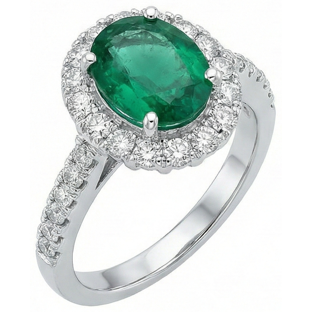 naturel oval diamant 2.50carats bague angle de côté