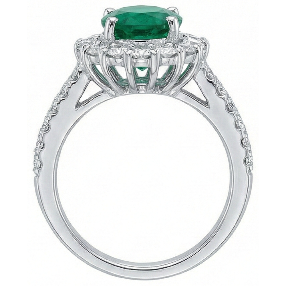 naturel oval diamant 2.50carats bague vue de profil
