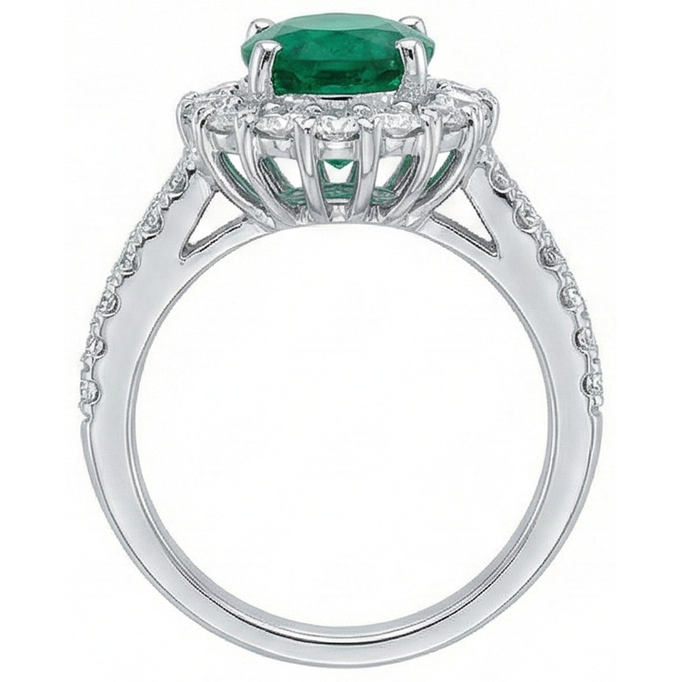 naturel oval diamant 2.50carats bague vue de profil