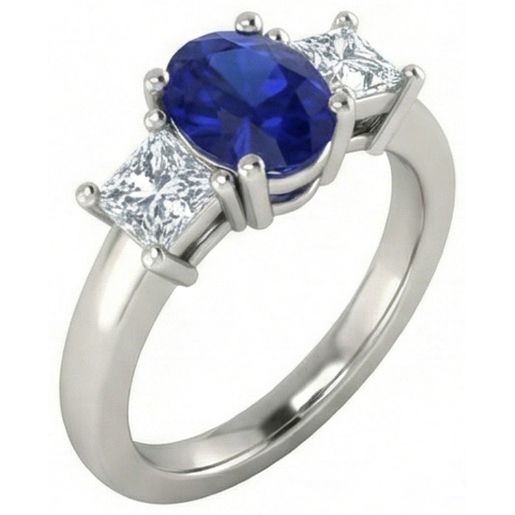 naturel oval diamant 2.25carats bague vue de face