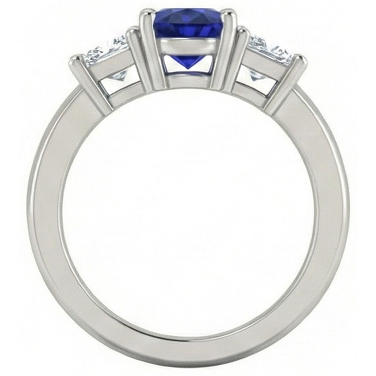 naturel oval diamant 2.25carats bague vue de profil