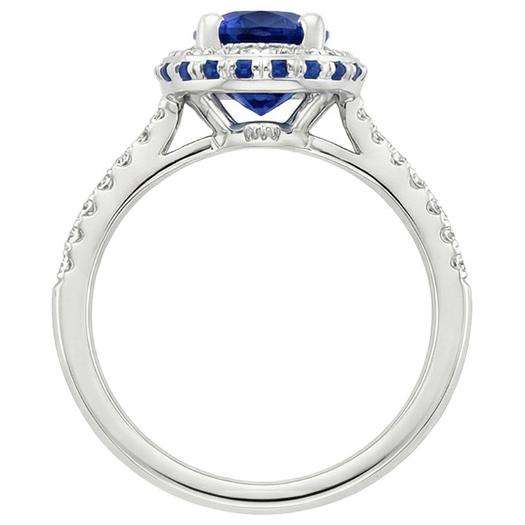 naturel oval saphir 4.50carats bague angle de côté