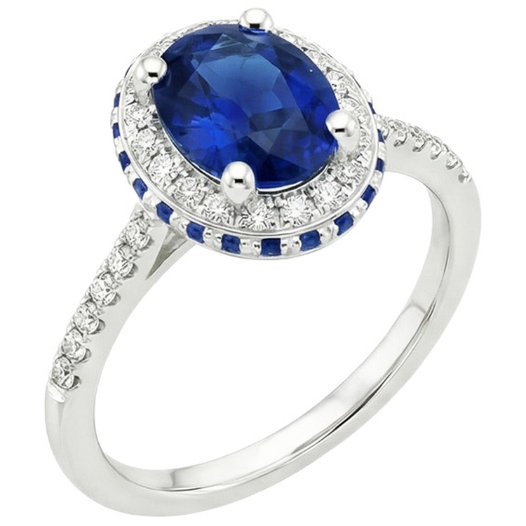 naturel oval saphir 4.50carats bague détail rapproché