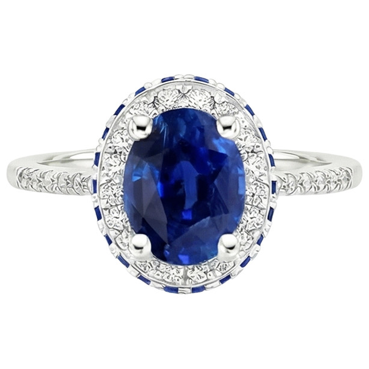 naturel oval saphir 4.50carats bague vue de dessus