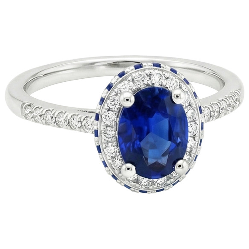 naturel oval saphir 4.50carats bague sur blanc