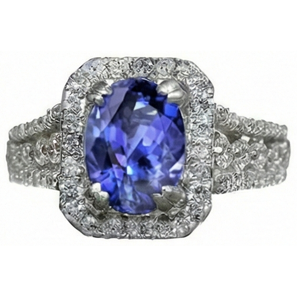naturel oval tanzanite 5.70carats bague angle de côté