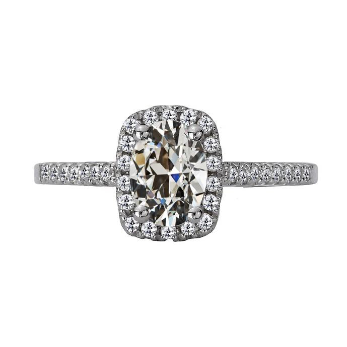 Bague ovale halo de Véritable diamants taille ancienne mine 5.50 carats