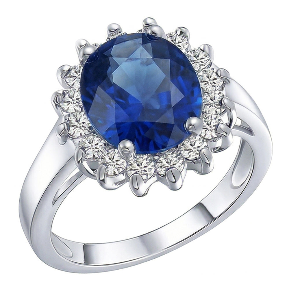 naturel oval saphir 3.50carats bague vue de face