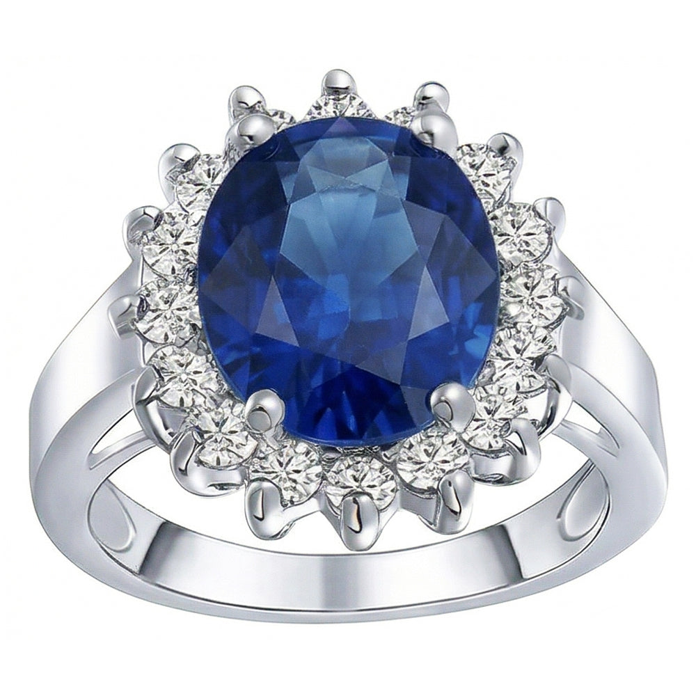 naturel oval saphir 3.50carats bague angle de côté