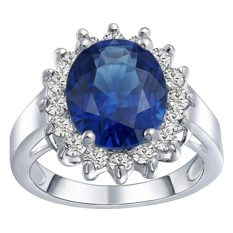 naturel oval saphir 3.50carats bague angle de côté