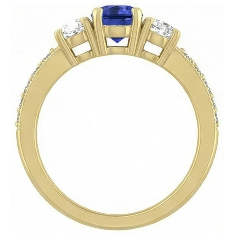 Bague ovale saphir pierres précieuses 3 carats dames bijoux en diamants étincelants