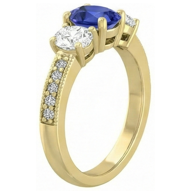 Bague ovale saphir pierres précieuses 3 carats dames bijoux en diamants étincelants