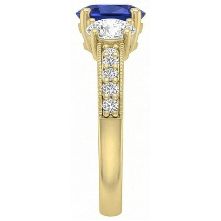 Bague ovale saphir pierres précieuses 3 carats dames bijoux en diamants étincelants
