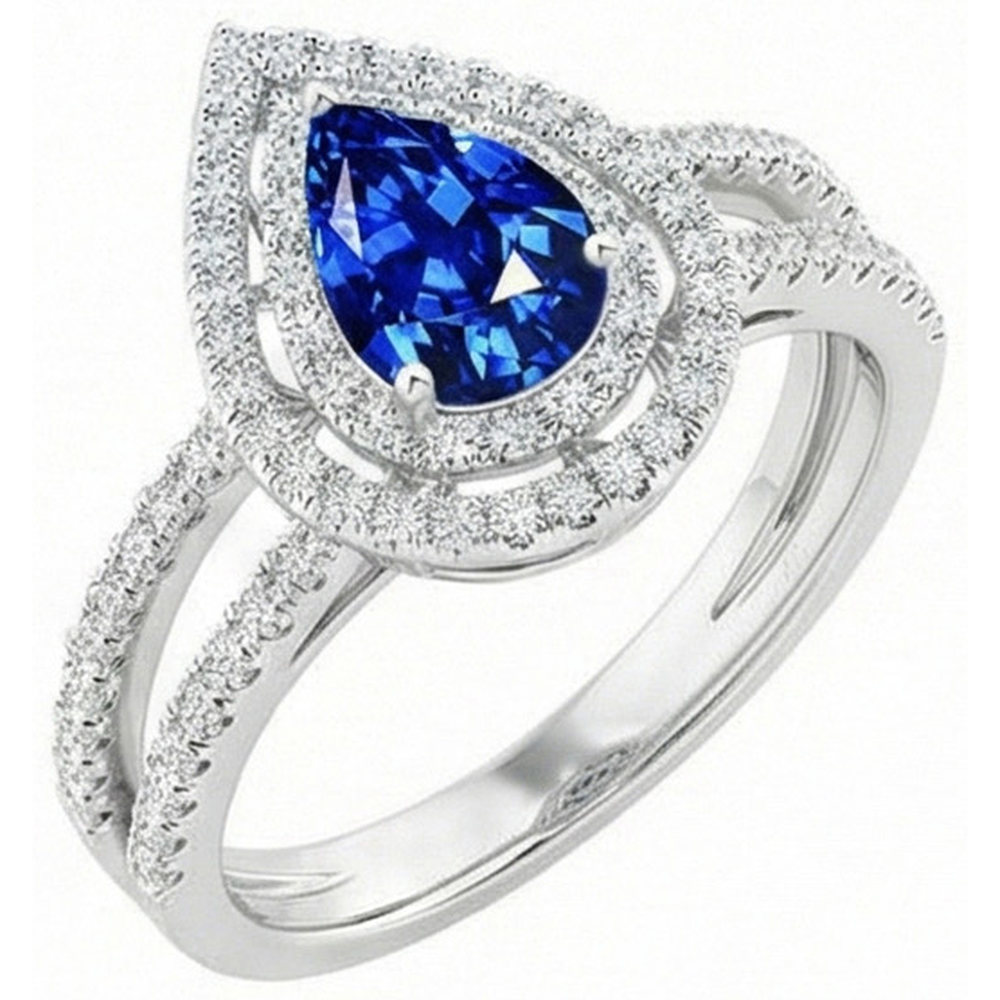 naturel pear diamant 4.90carats bague angle de côté