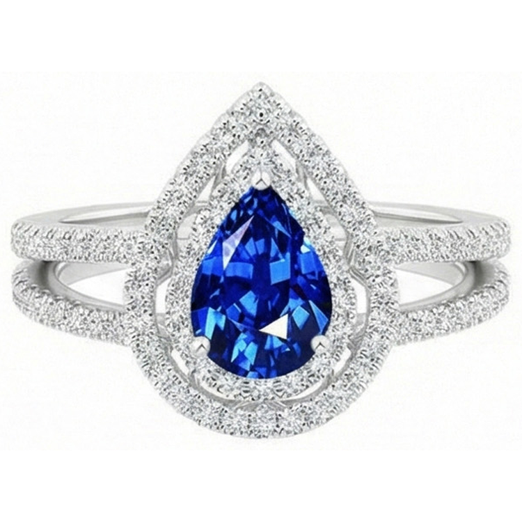 naturel pear diamant 4.90carats bague vue de face