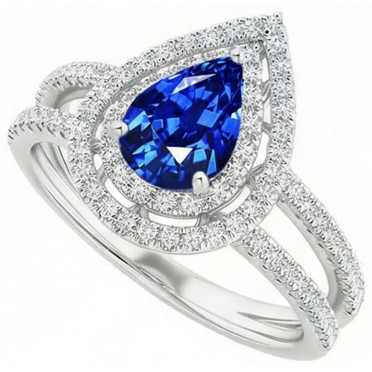 naturel pear diamant 4.90carats bague détail rapproché