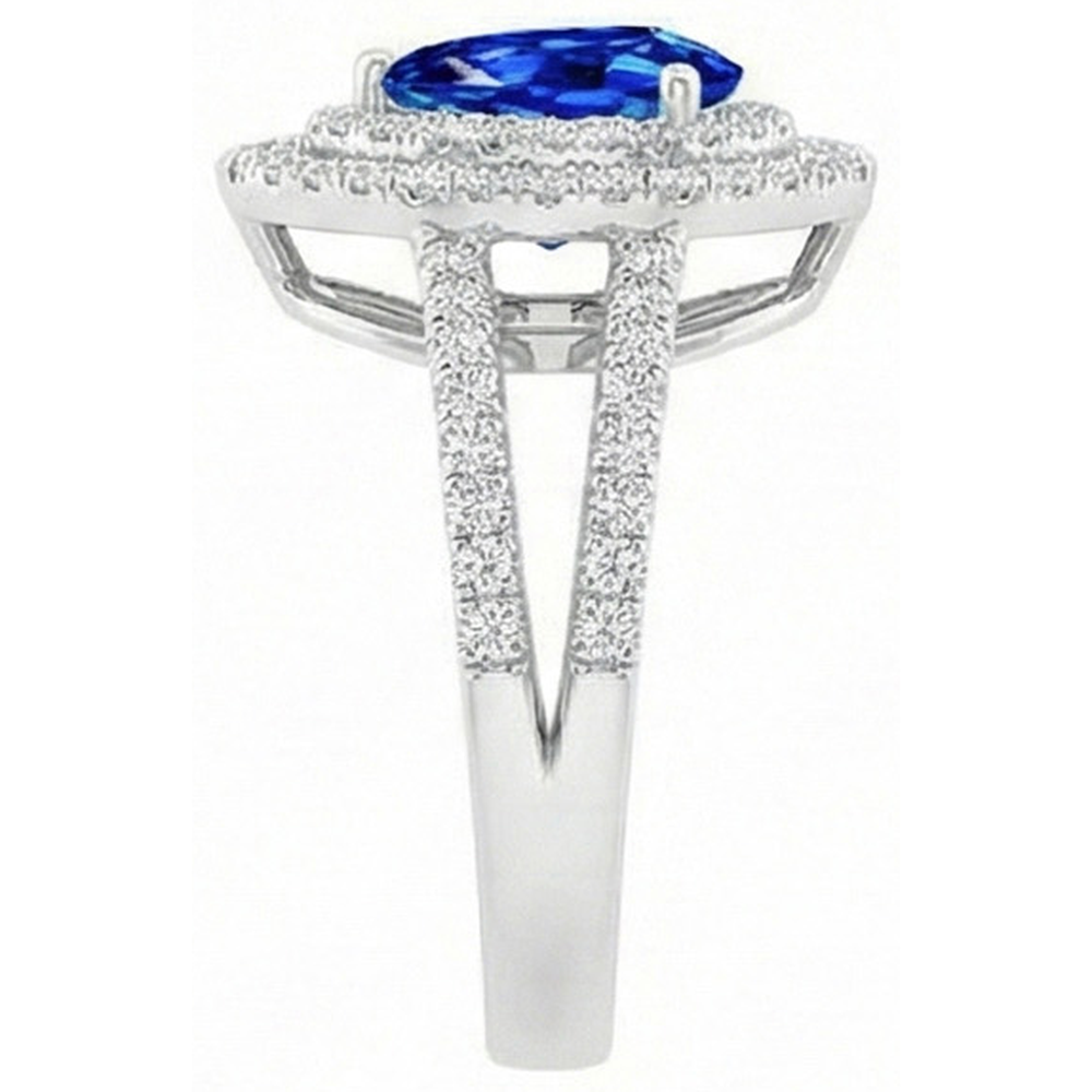 naturel pear diamant 4.90carats bague vue de profil