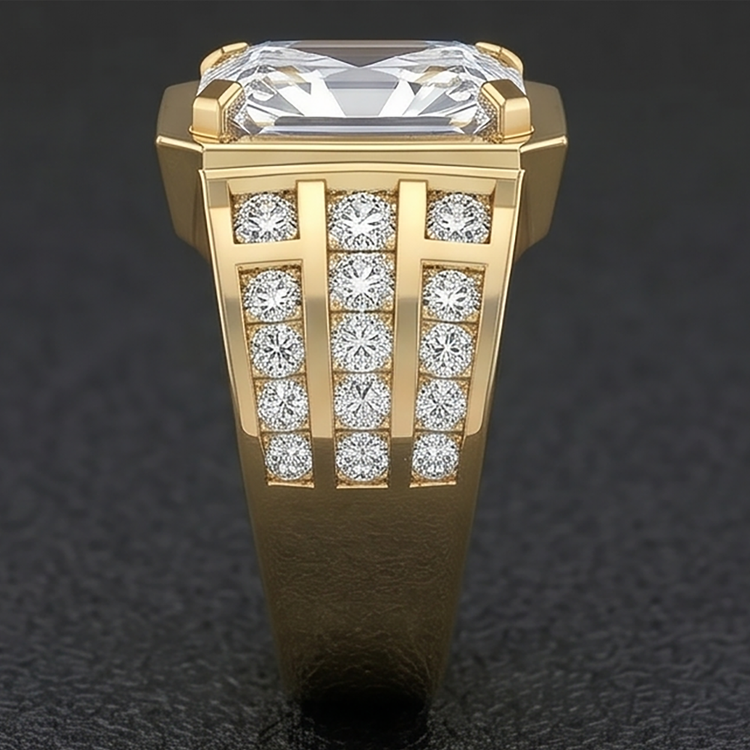 Bague pour Homme 10K White Gold – Brillant Radiant 10 carats