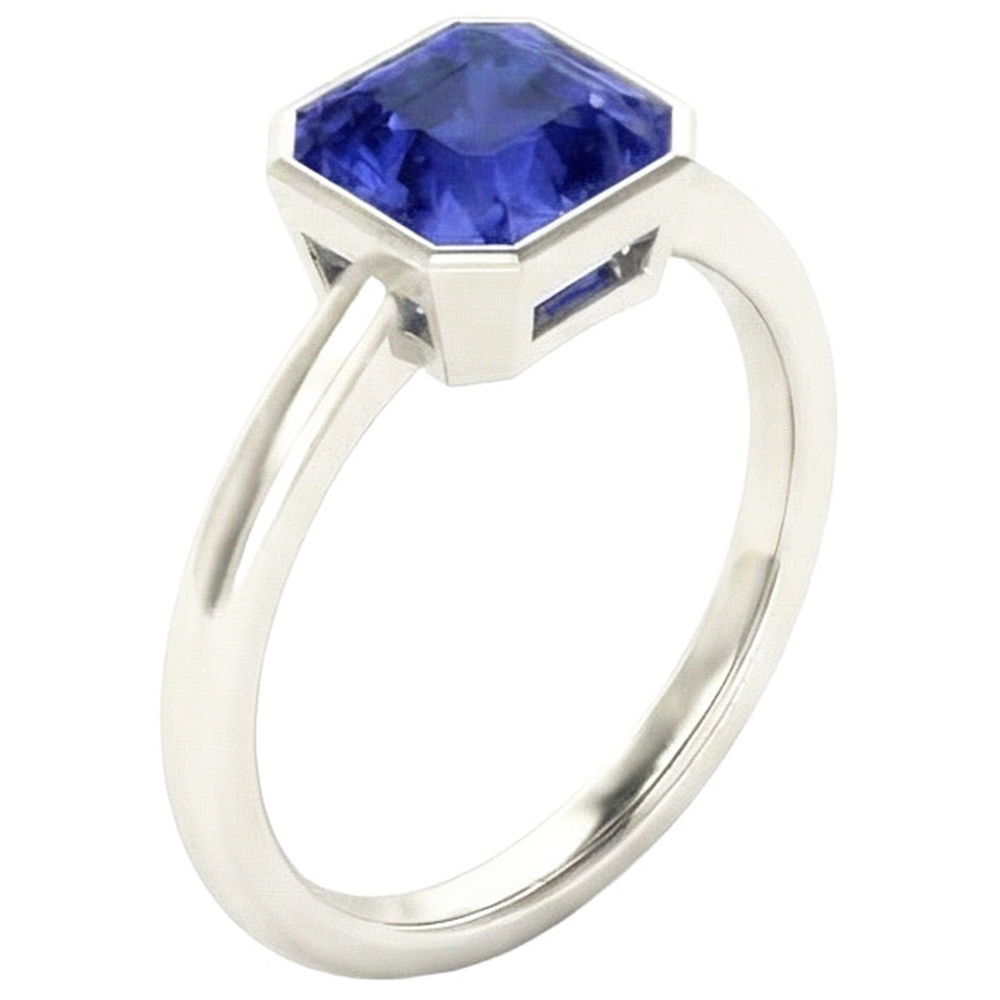 naturel radiant saphir 2carats bague détail rapproché