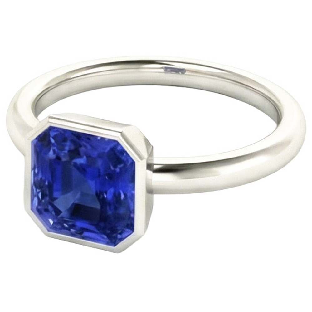 naturel radiant saphir 2carats bague vue de face