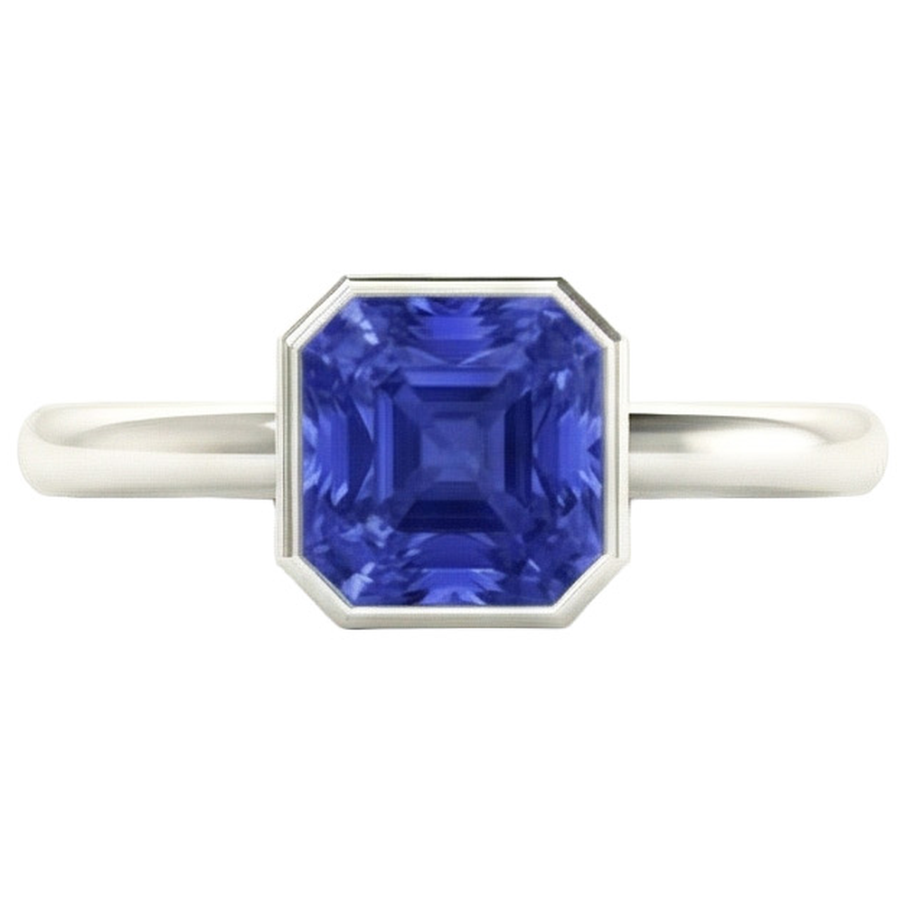 naturel radiant saphir 2carats bague angle de côté